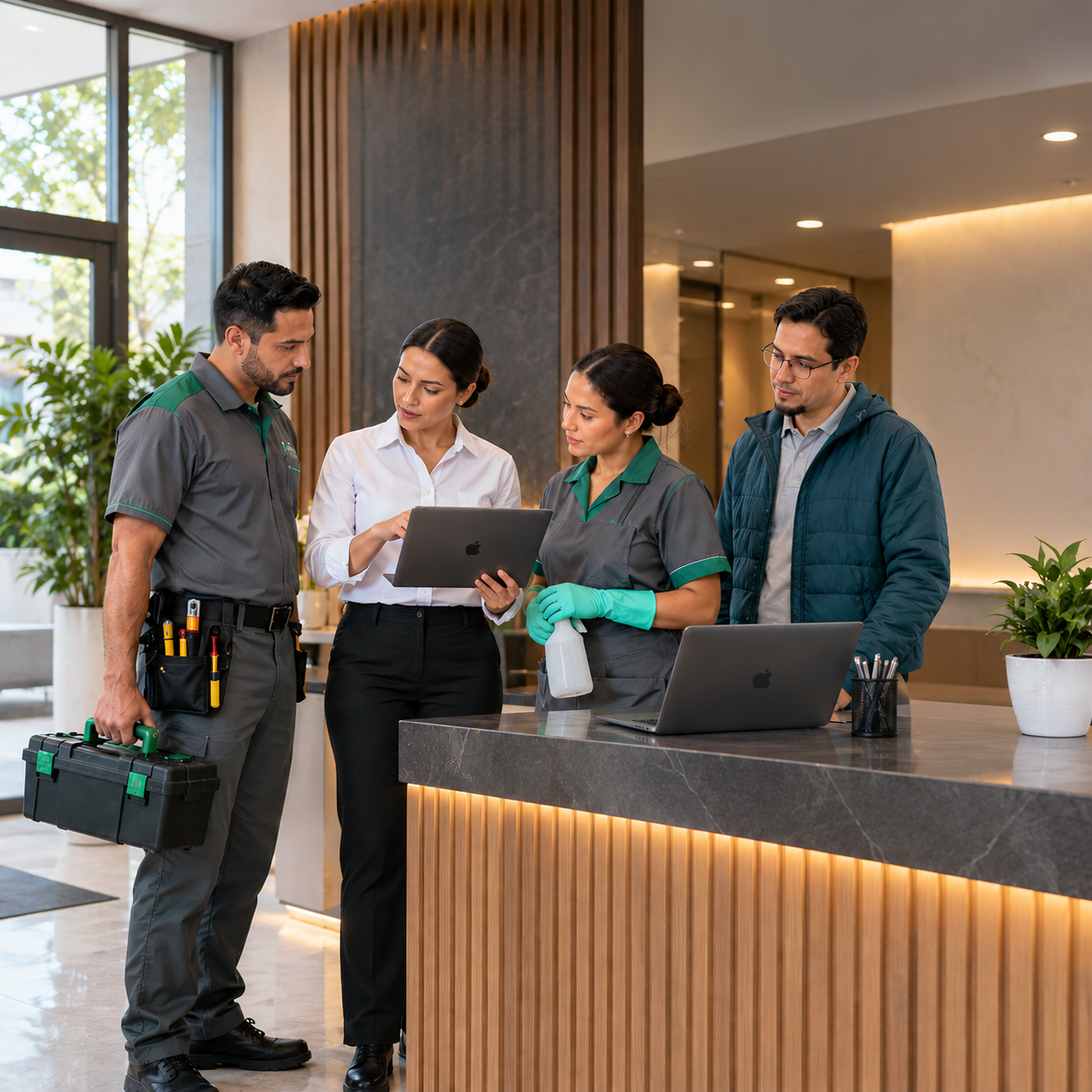Equipo profesional UNIR en una comunidad residencial